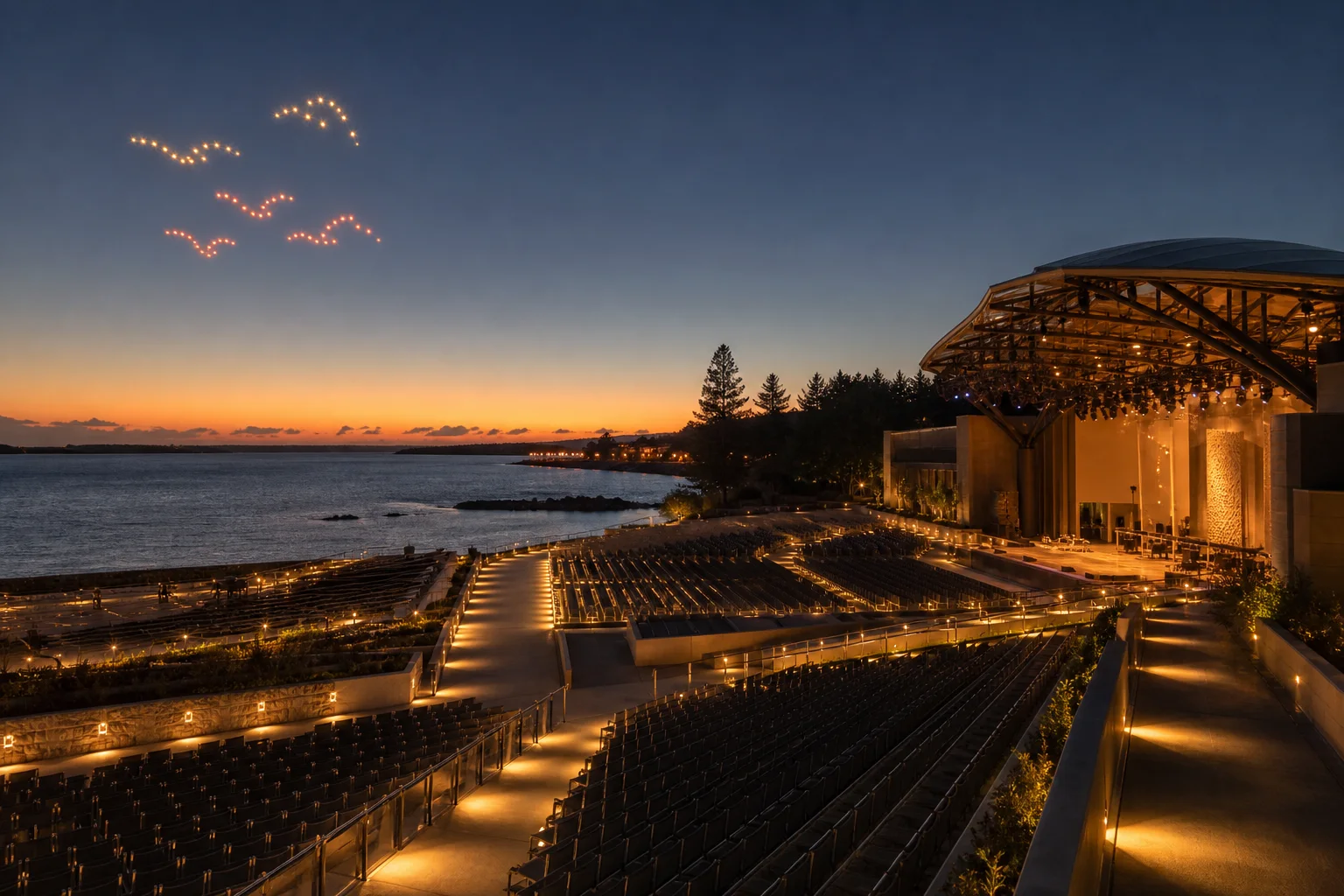Waterfront venue prepared for a drone light show